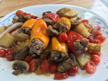 Load image into Gallery viewer, Sausage stuffed mini-bells, (peppers), with extras!